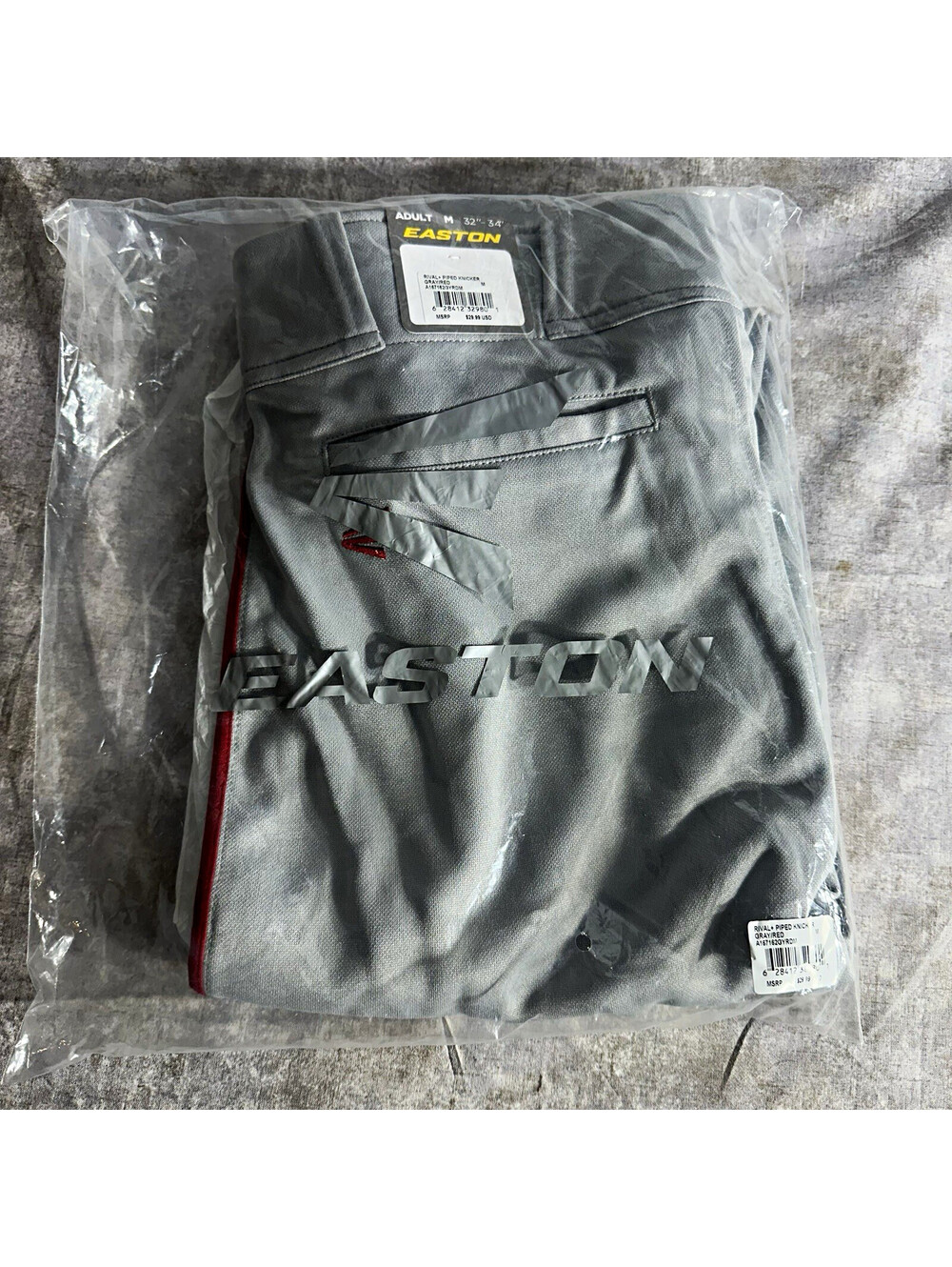 Easton NWT Rival 2 Piped Knicker Baseball Pants Adult M Gray/Red (32-34)